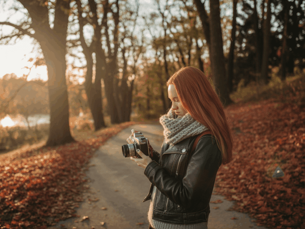 Ein Anfänger mit Kamera im herbstlichen Wald entdeckt die Freude am Fotografieren lernen