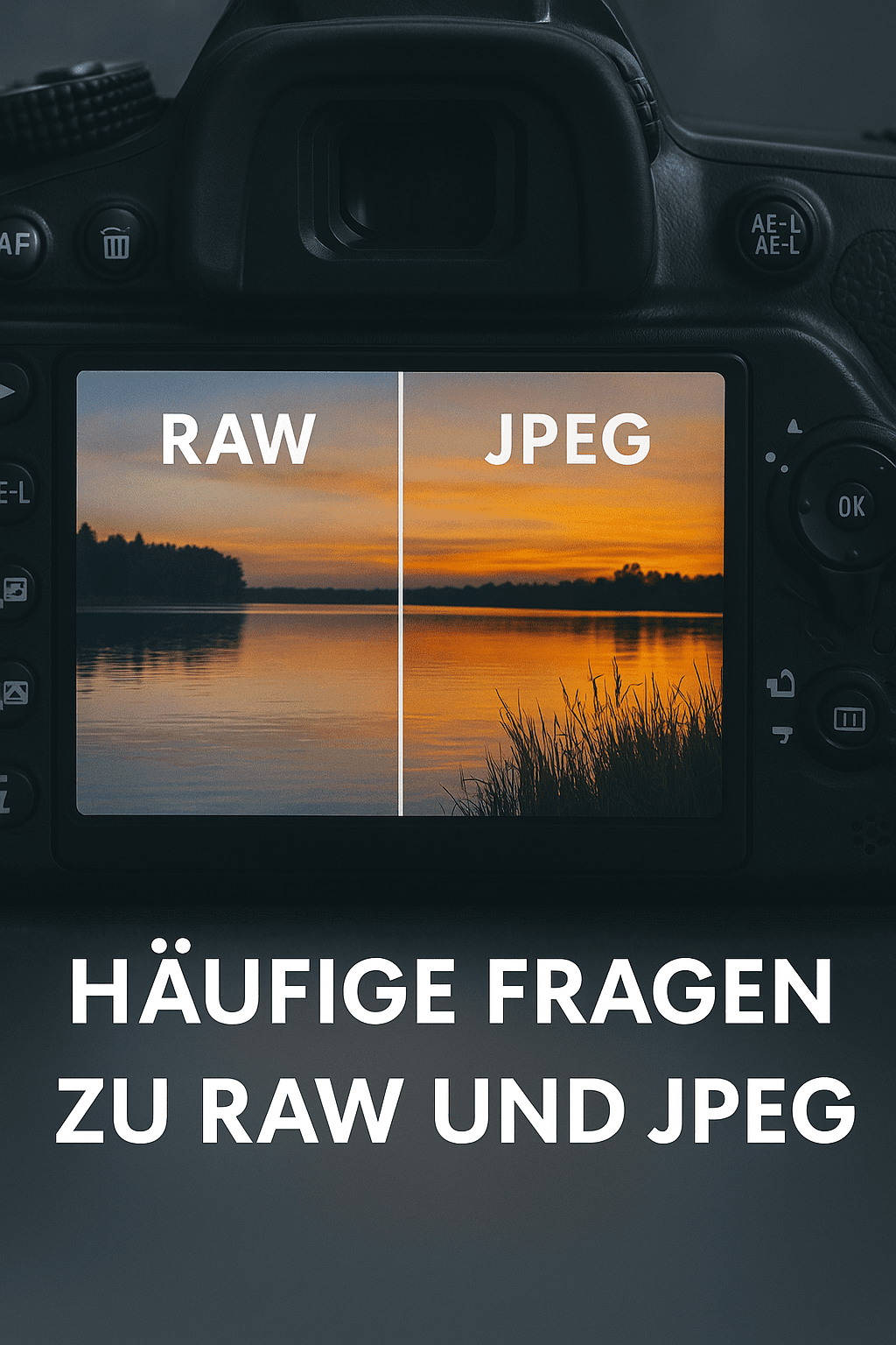 Vergleichsbild mit Kamera und Landschaft zur FAQ-Sektion über RAW und JPEG