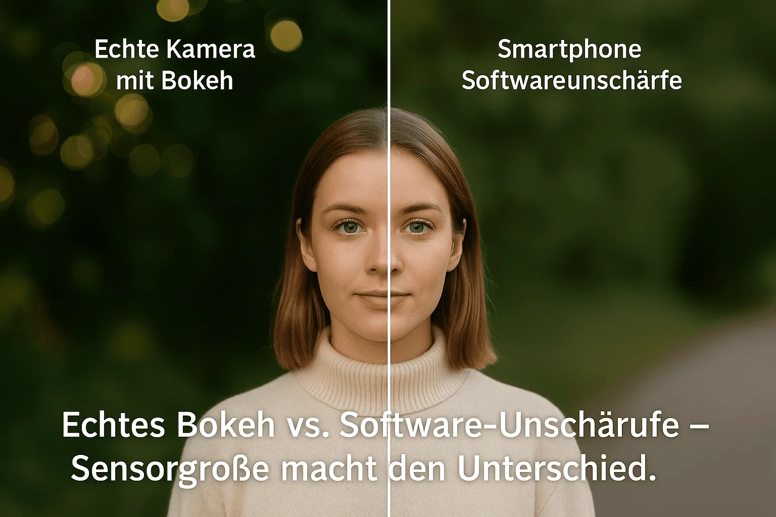 Vergleich Porträt: echte Kamera mit Bokeh vs. Smartphone Softwareunschärfe