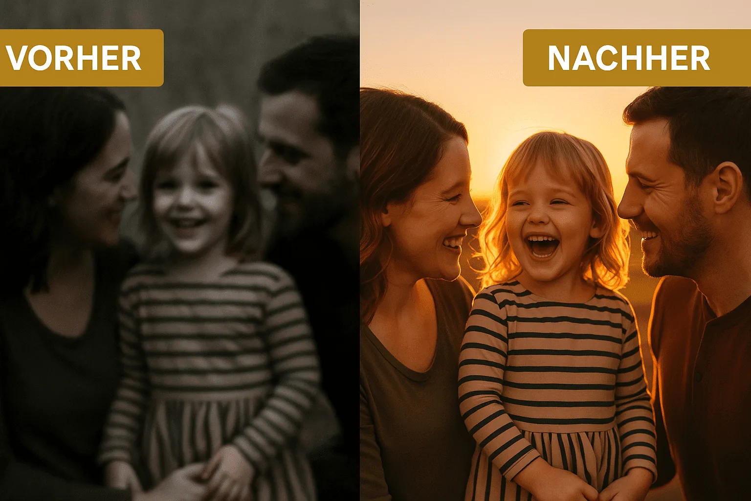 Vorher/Nachher Beispiel eines Fotos nach dem Kurs