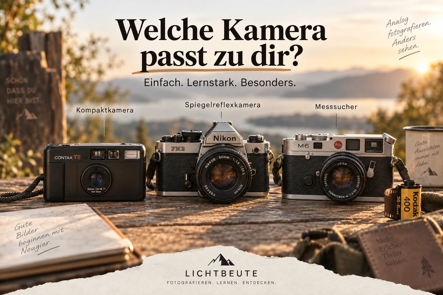 Analoge Kamera für Anfänger – Vergleich von Kompaktkamera, Spiegelreflex und Messsucher